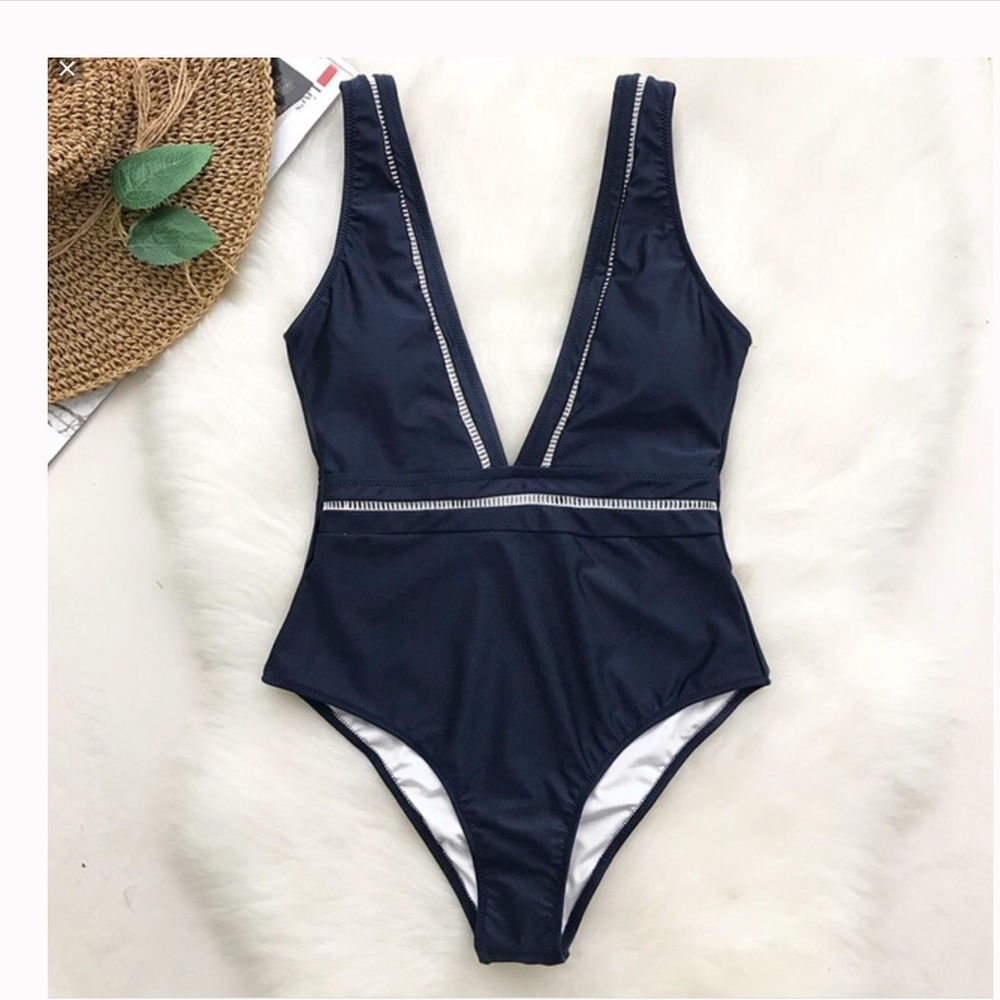 Cupshe Navy Blue One Piece Swimsuit